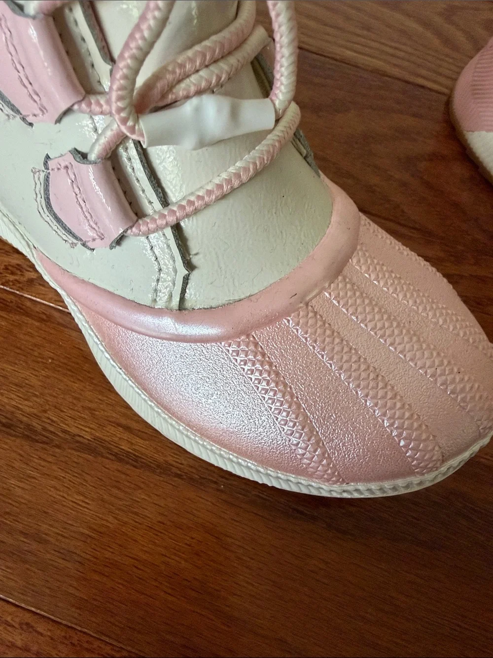 Sorel Kids Pink and Cream Waterproof Ankle Boots